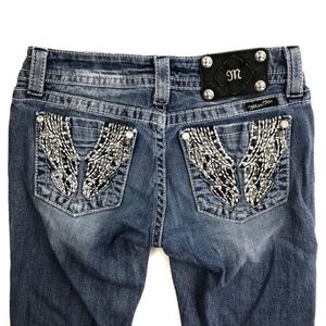 Miss Me Straight Leg Blue Jeans Angel Wing Sz 27